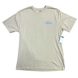 Ford Shirt Mens XL Beige 1966 Mustang Back Graphic Tee T-Shirt Retro Ad Crewneck